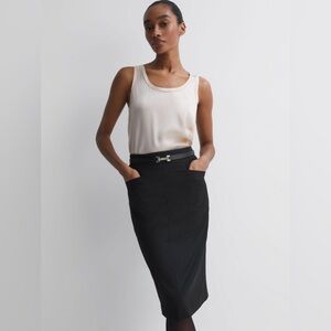 Reiss Black Tailored Pencil Skirt NEW without Tags